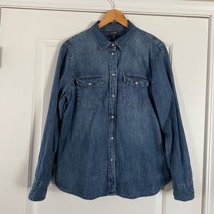 J. Crew slim-fit chambray denim shirt, Colebrook wash,  size 14. Used.